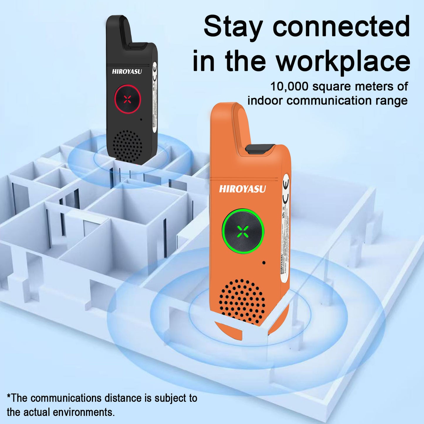 Twin Pack HIROYASU A446MINI PMR446 License Free Mini Walkie Talkie 446MHz Tiny Business Radio with Earpiece