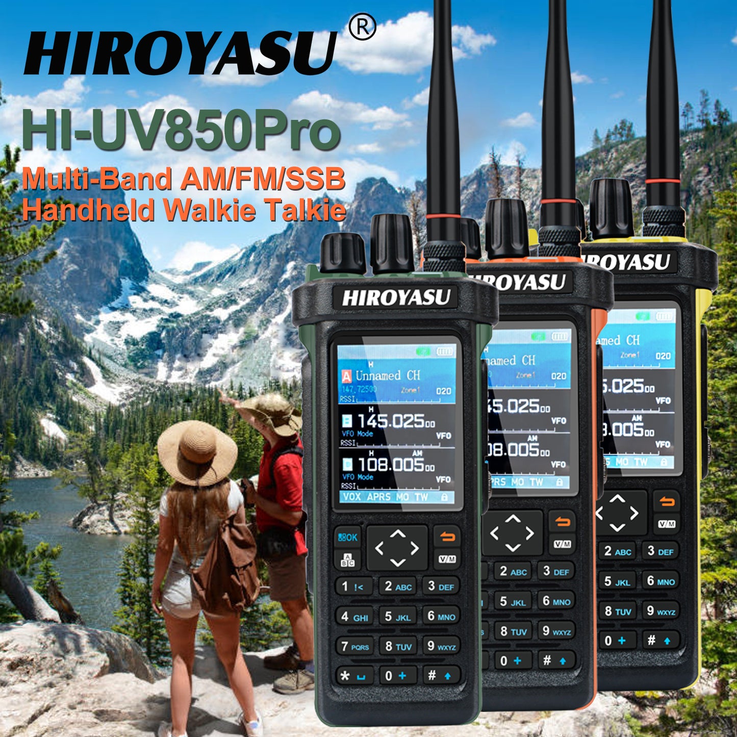 Hiroyasu Radio HI-UV850Pro FM/AM/SSB 10W Bluetooth Program GPS APRS Shortwave Multi-Band DTMF Scrambler FM Amateur Handheld Ham Walkie Talkie