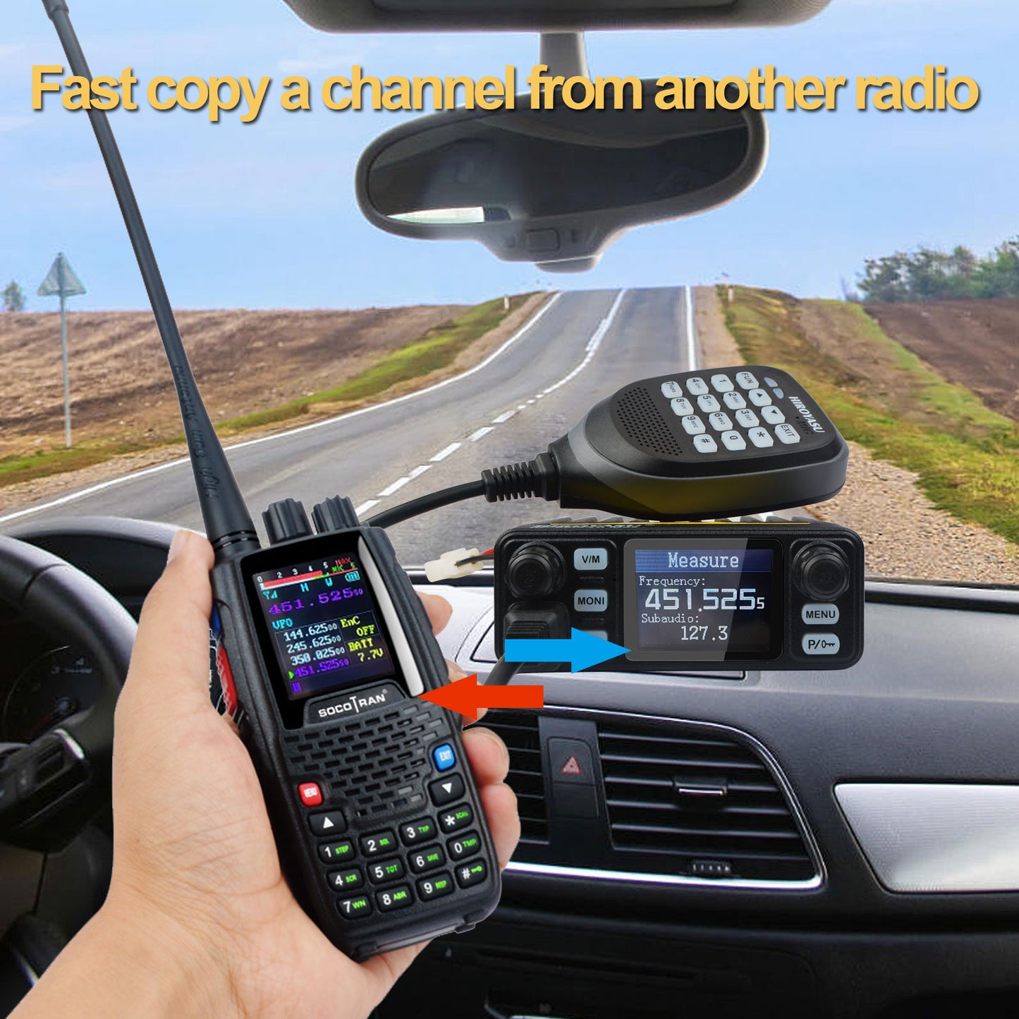 HIROYASU IC-980Pro Max 2m/70cm VHF UHF 144/430MHz FM/AM Dual Band DTMF 1750Hz Scrambler Vox Amateur Mobile Radio