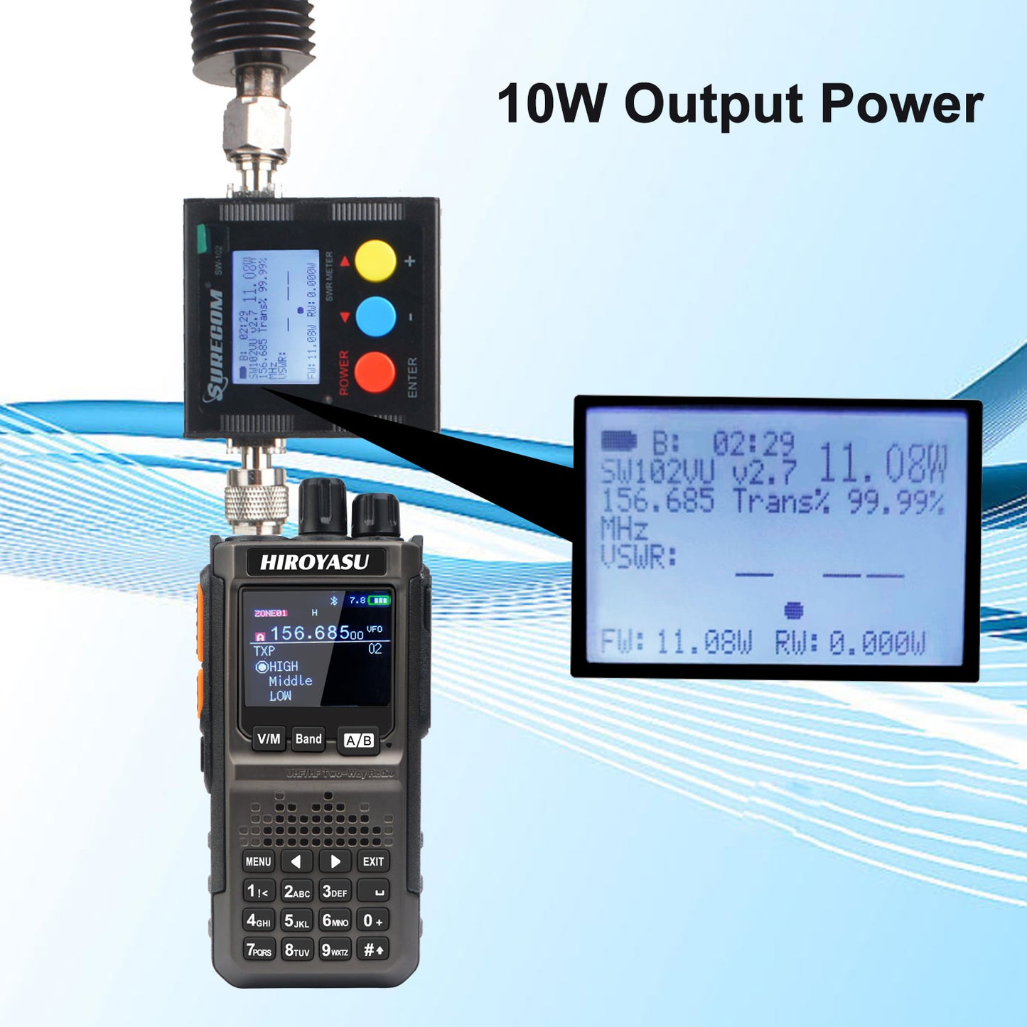 HIROYASU HI-E380 SSB CW FM AM CB Shortwave Aviation VHF UHF Full Band Walkie Talkies Bluetooth Program NOAA 10W Ham Radio Freq Copy