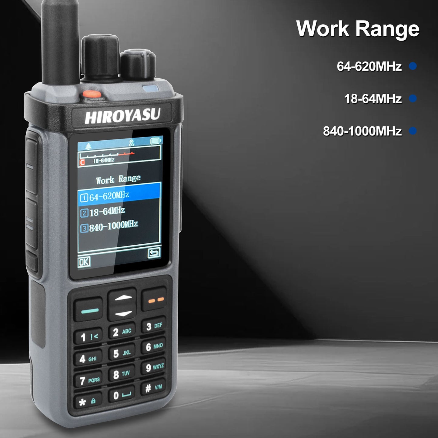 HIROYASU HW-UV938 HF Walkie Talkie SW MW LW 18-620MHz 840-1000MHz Air Band Full Band Cross-Band Repeater Scrambler NoAA AM/FM Rx