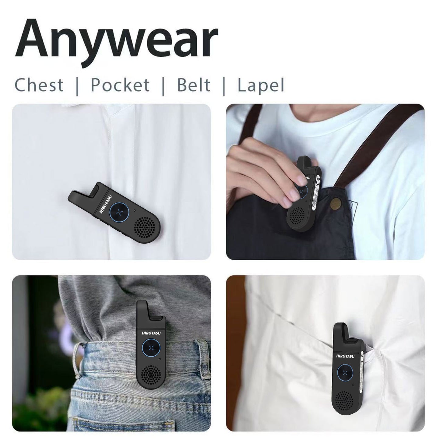 Twin Pack HIROYASU A446MINI PMR446 License Free Mini Walkie Talkie 446MHz Tiny Business Radio with Earpiece