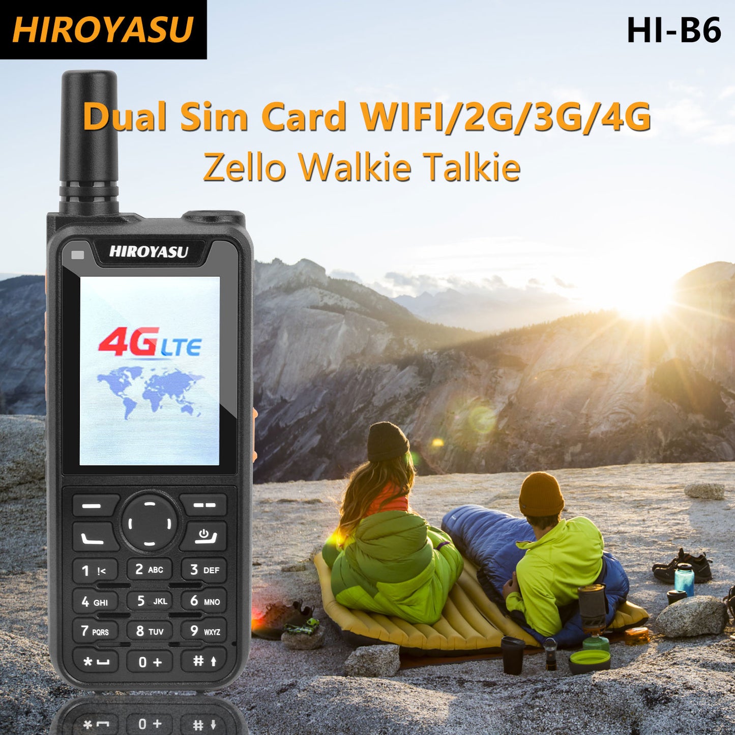 HIROYASU HI-B6 Zello Walkie Talkie Android9.0 Dual Sim Card 2G 3G 4G PoC Radio 1GB ROM 8GB RAM Full keypad 2.4" HD Display