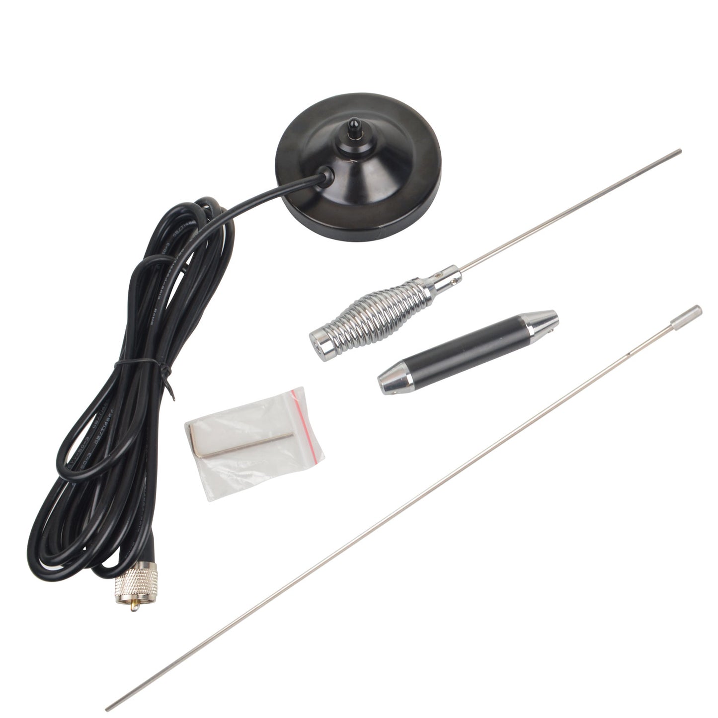 27MHz Mobile Transceiver Antenna 600mm Length 2 Segments 1.8dB High Gain with Magnet Mount and 5Meter RG-58C/U Coaxial Cable 2732 CB Car Walkie Talkie Antenna