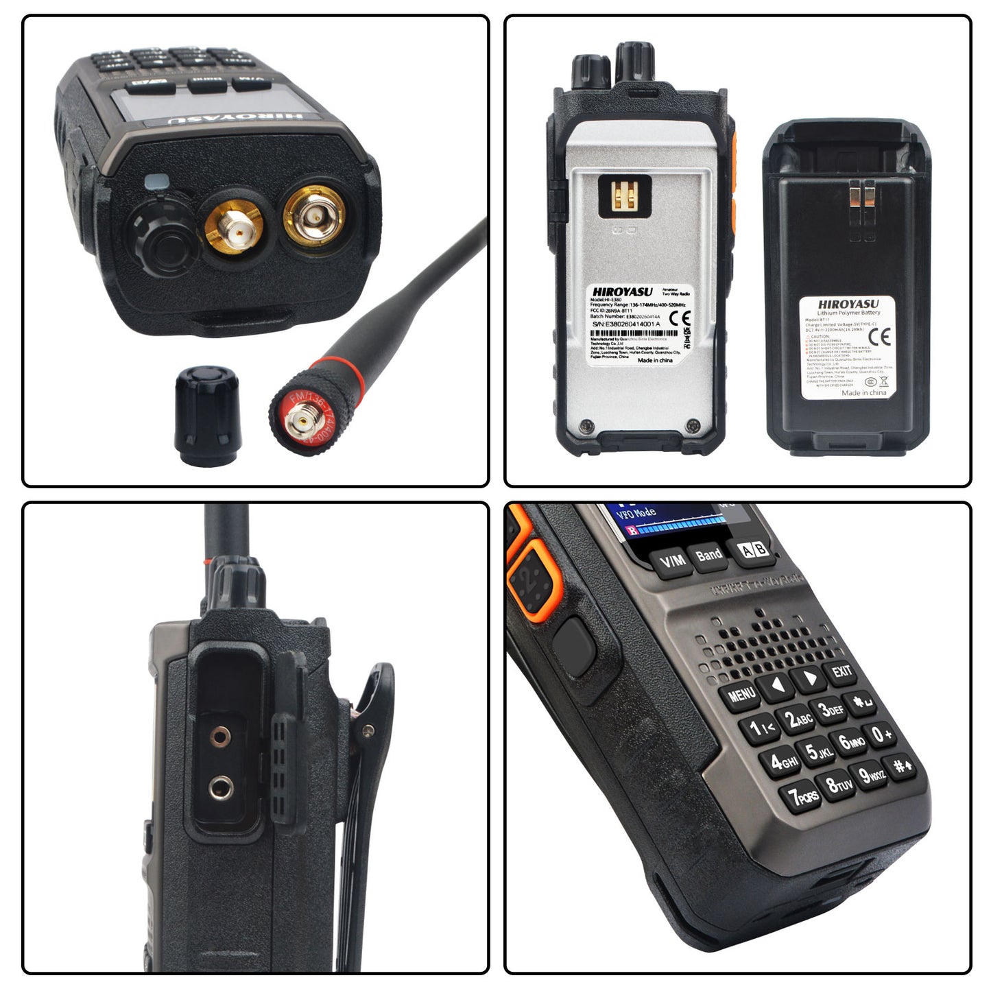 HIROYASU HI-E380 SSB CW FM AM CB Shortwave Aviation VHF UHF Full Band Walkie Talkies Bluetooth Program NOAA 10W Ham Radio Freq Copy