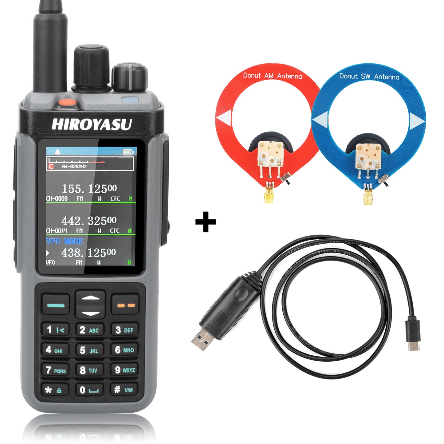 HIROYASU HW-UV938 HF Walkie Talkie SW MW LW 18-620MHz 840-1000MHz Air Band Full Band Cross-Band Repeater Scrambler NoAA AM/FM Rx