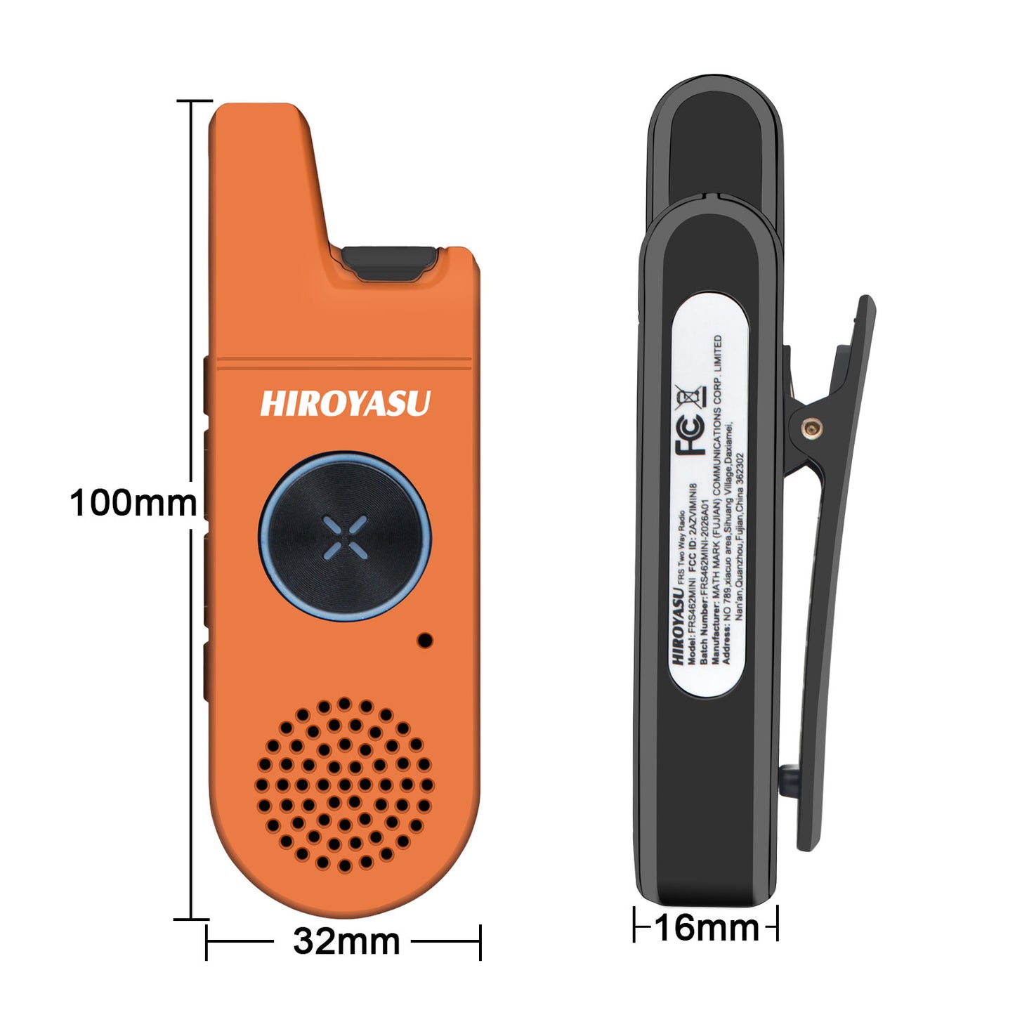 2pcs/Pack HIROYASU FRS Two Way Radio FRS462MINI Tiny Business Analog Walkie Talkies with Earpiece