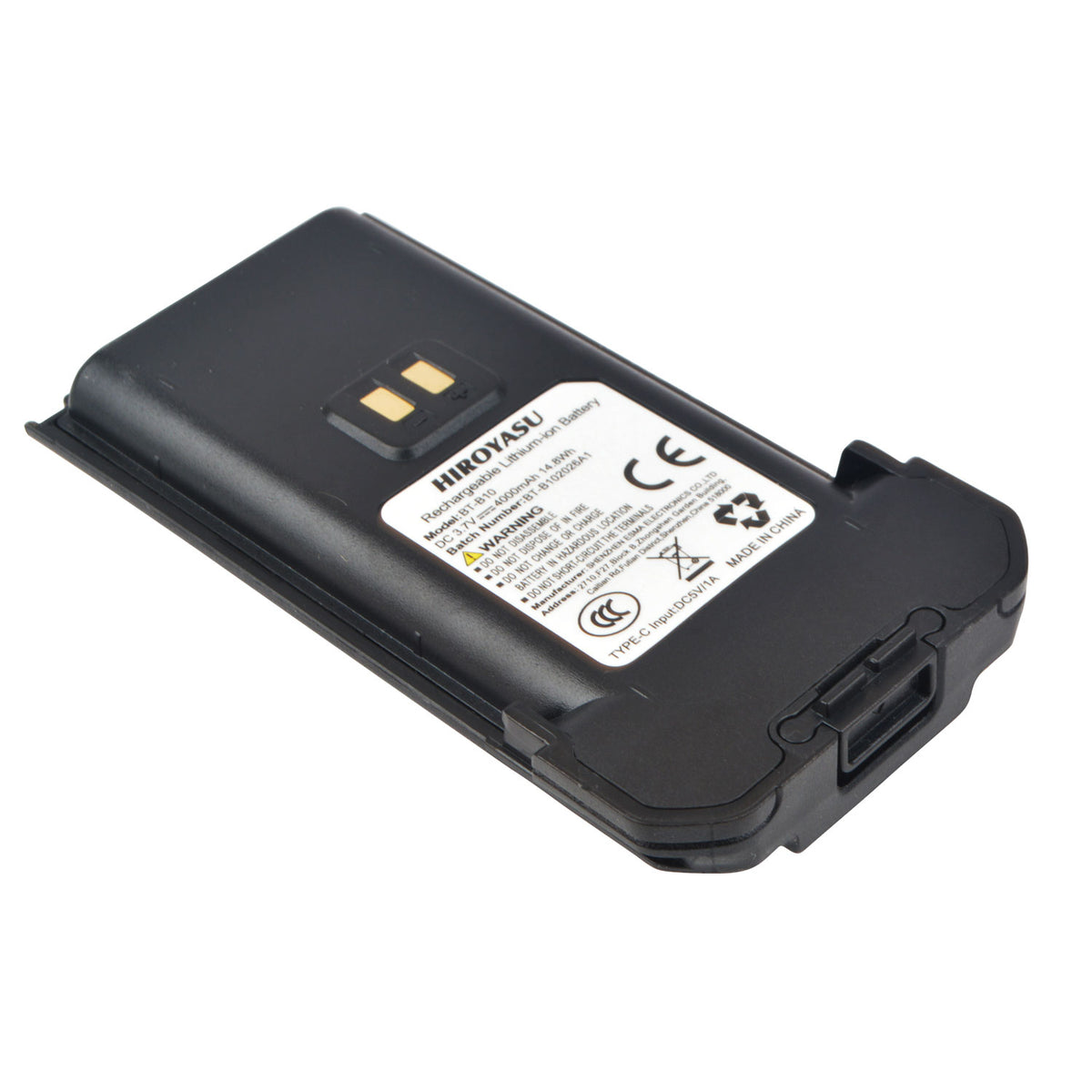 DC3.7V 4000mAh Type-C Rechargeable Lithium-ion Battery Pack BT-B10 for HIROYASU HI-B10 PoC Radio
