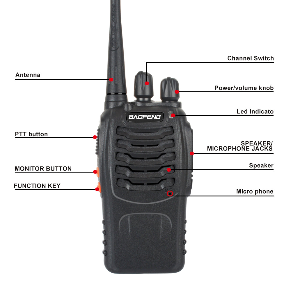 2pcs/Pack Baofeng BF-888S Walkie Talkie UHF VOX Radio 888s 400-470MHz 16Memory Channel with Earpiece