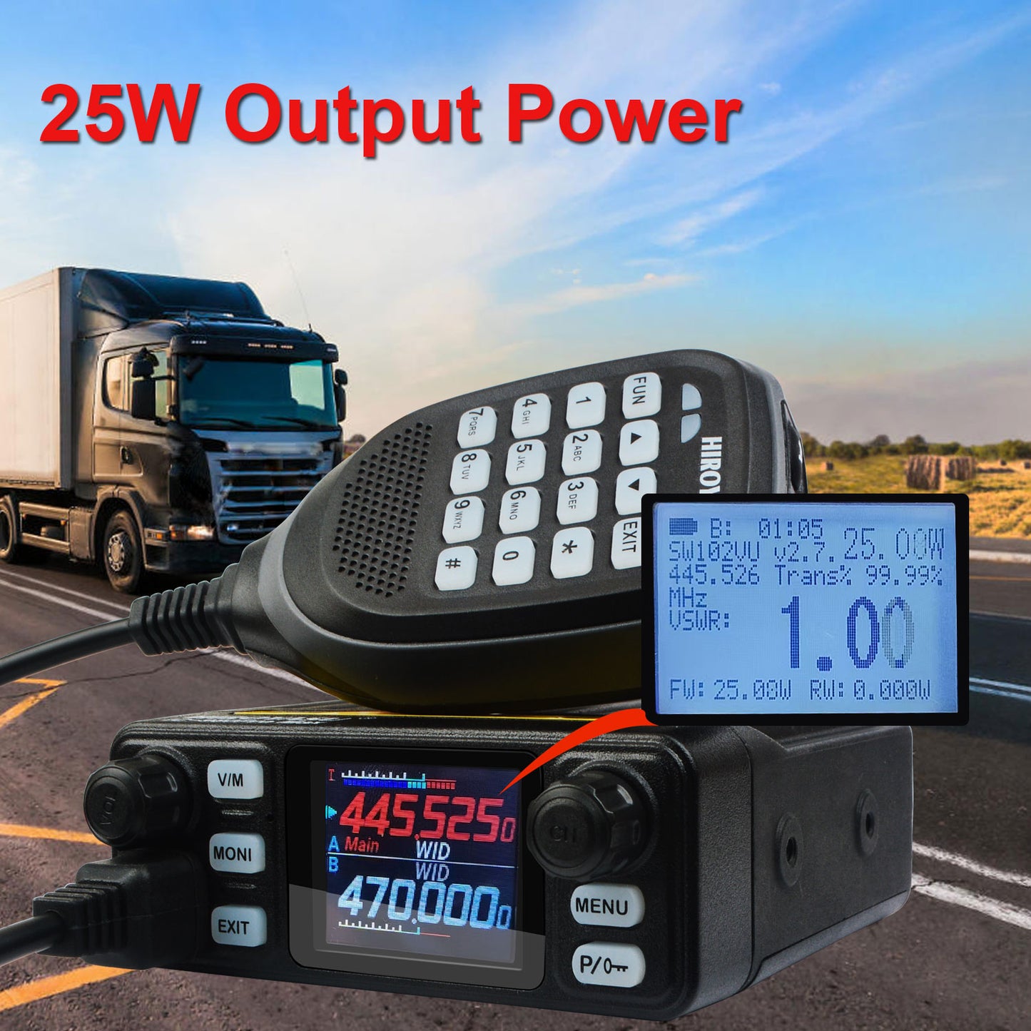 HIROYASU IC-980Pro Max 2m/70cm VHF UHF 144/430MHz FM/AM Dual Band DTMF 1750Hz Scrambler Vox Amateur Mobile Radio