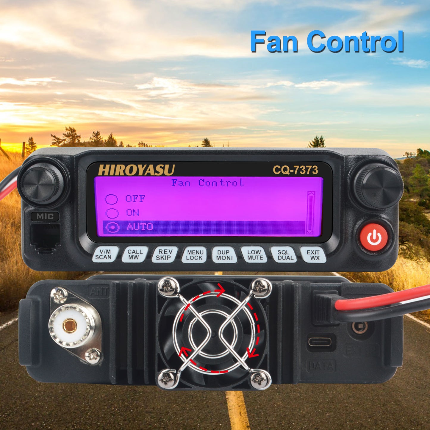 HIROYASU CQ-7373 Detachable Front Panel 108-615MHz Eight Bands Rx VU Dual Band Tx 50W 100Ch Aviation Amateur Mobile Transceiver