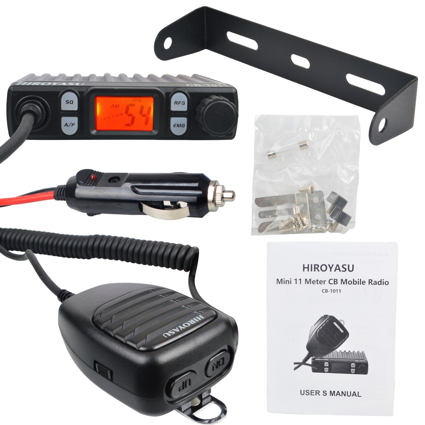 HIROYASU 11 Metroj Radio 27MHz CB-1011 CB Poŝtelefona Transceptor 40Ch FM/AM 8W Kompakta Mini Civitana Bando Walkie Talkie