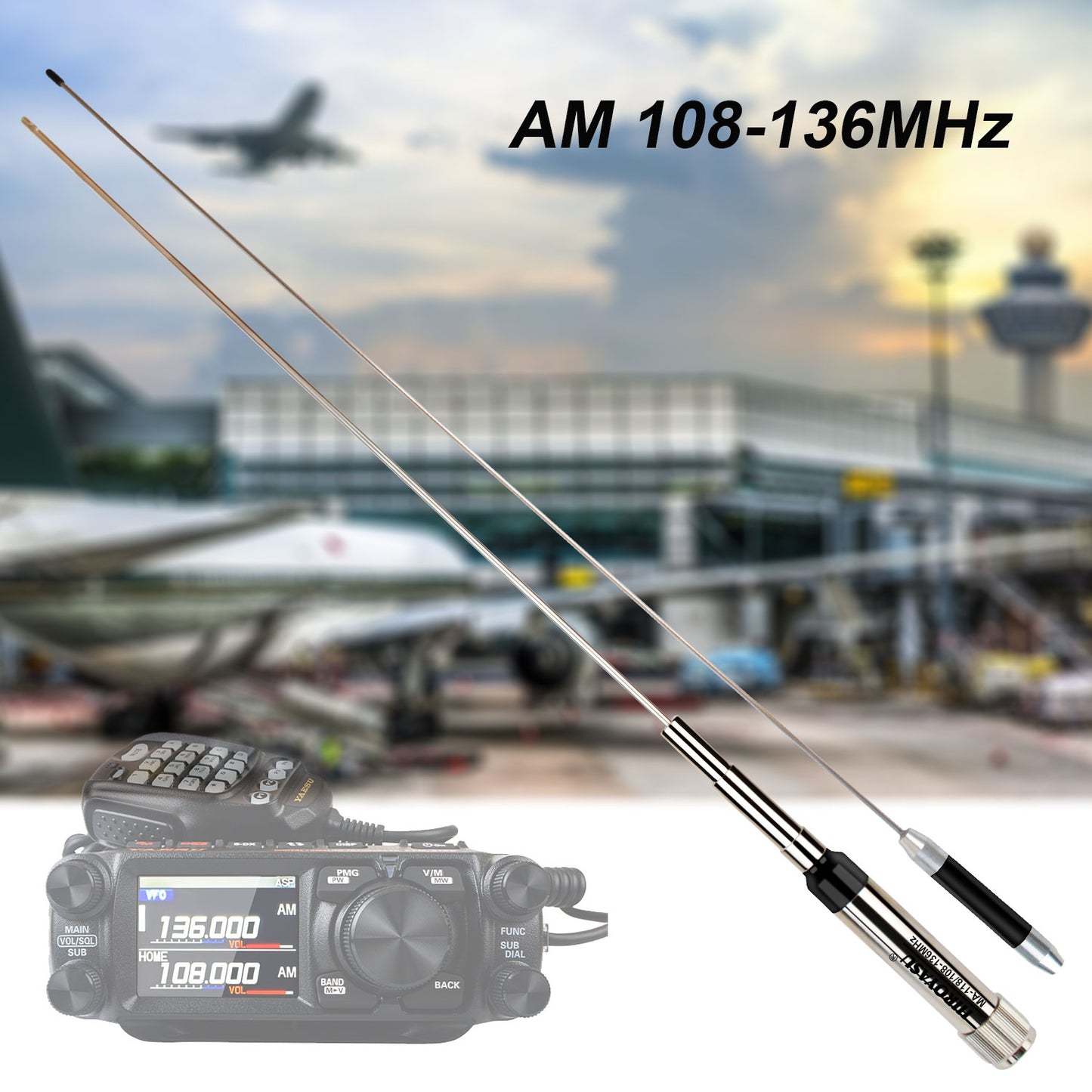 HIROYASU MA-118 Air Band Mobile Antenna 108-136MHz 2.15dB Aviation Frequency Car Walkie Talkie Antenna Two Segments