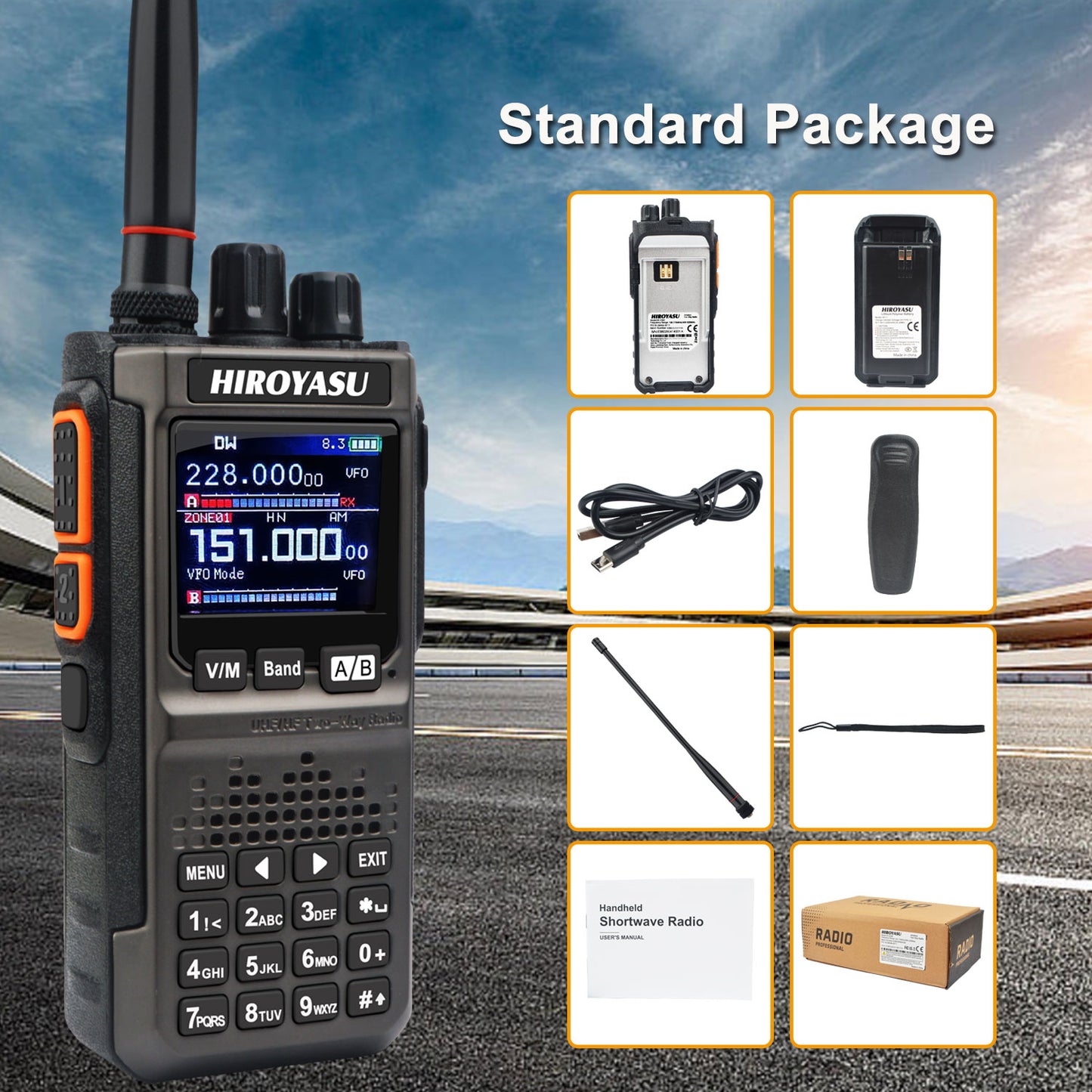 HIROYASU HI-E380 SSB CW FM AM CB Shortwave Aviation VHF UHF Full Band Walkie Talkies Bluetooth Program NOAA 10W Ham Radio Freq Copy