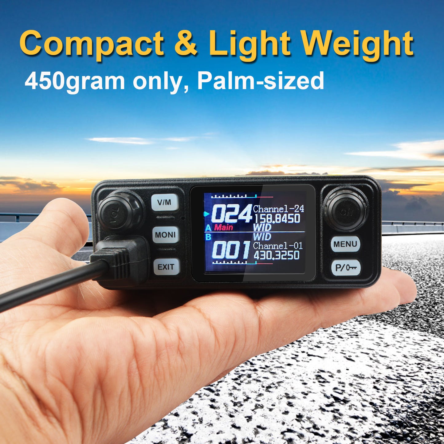 HIROYASU IC-980Pro Max 2m/70cm VHF UHF 144/430MHz FM/AM Dual Band DTMF 1750Hz Scrambler Vox Amateur Mobile Radio