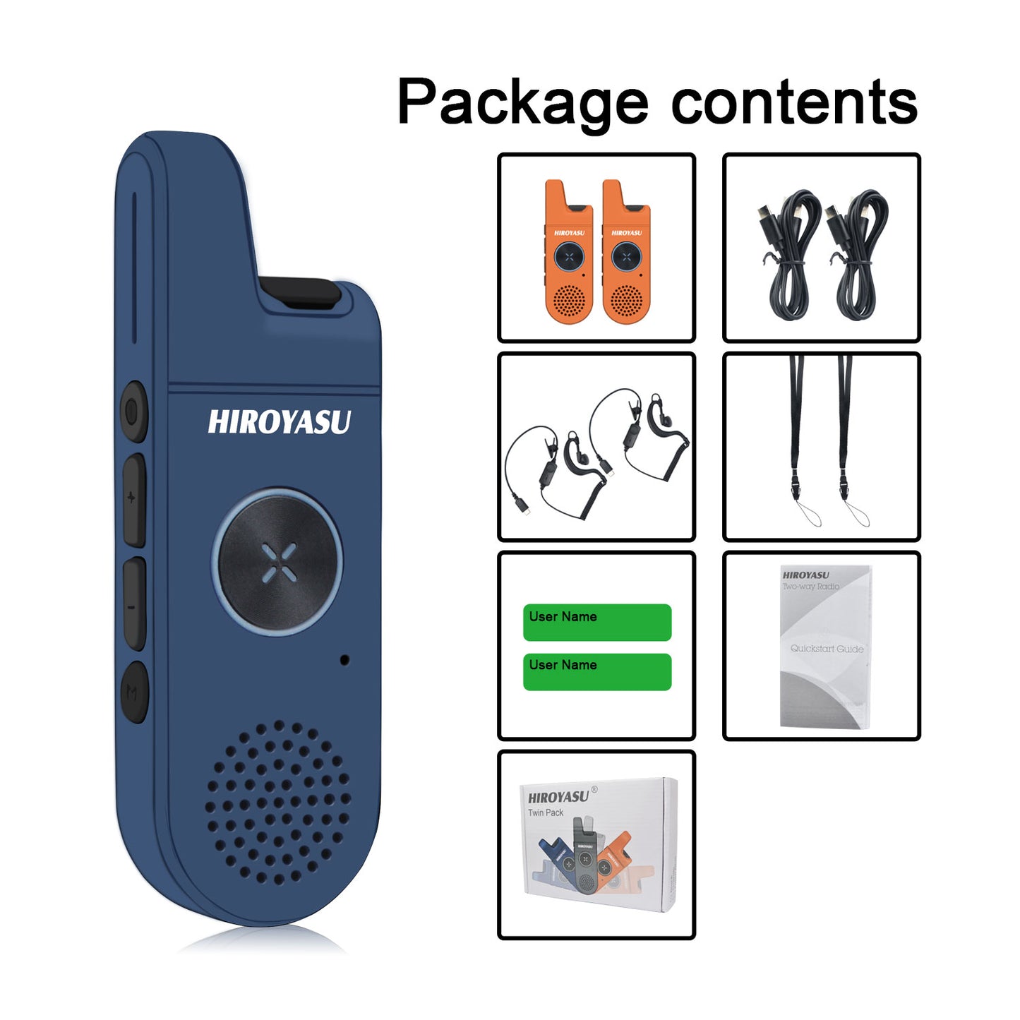 2pcs/Pack HIROYASU FRS Two Way Radio FRS462MINI Tiny Business Analog Walkie Talkies with Earpiece