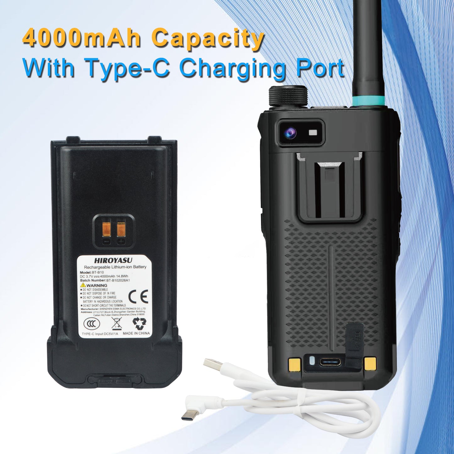 HIROYASU 4G LTE PoC Radio Video Call HI-B10 Zello Walkie Talkie 2GB RAM ROM 16GB Android 10.0 Hotspot & Tethering 2.4-inch Color Touchscreen