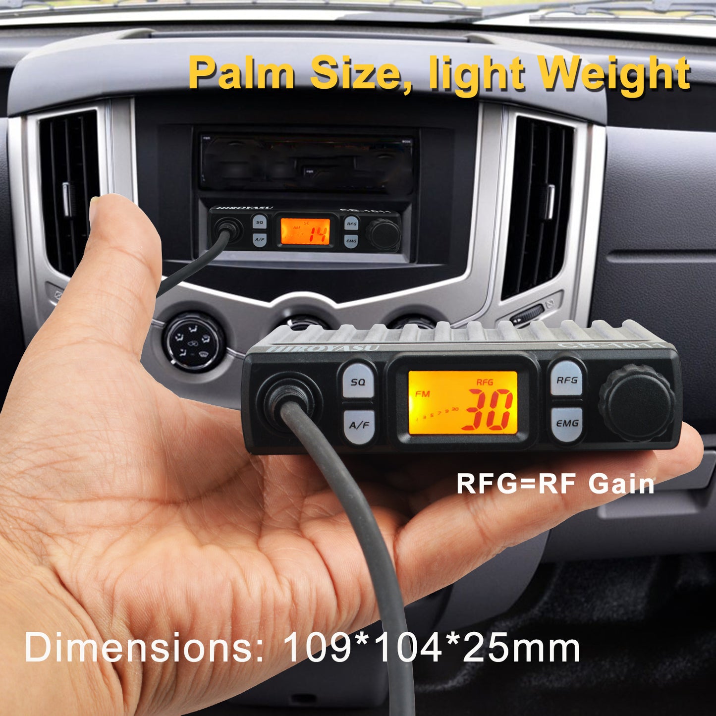 HIROYASU 11 Metroj Radio 27MHz CB-1011 CB Poŝtelefona Transceptor 40Ch FM/AM 8W Kompakta Mini Civitana Bando Walkie Talkie