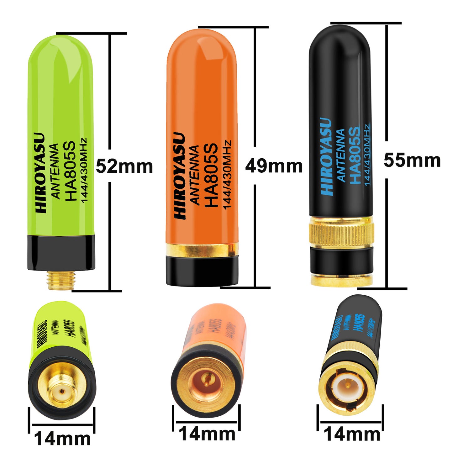 HIROYASU HA805S 144/430MHz Dual Band 2.15dB 10Watt 70cm/2m Band Handheld Thumb Antenna 5cm Length
