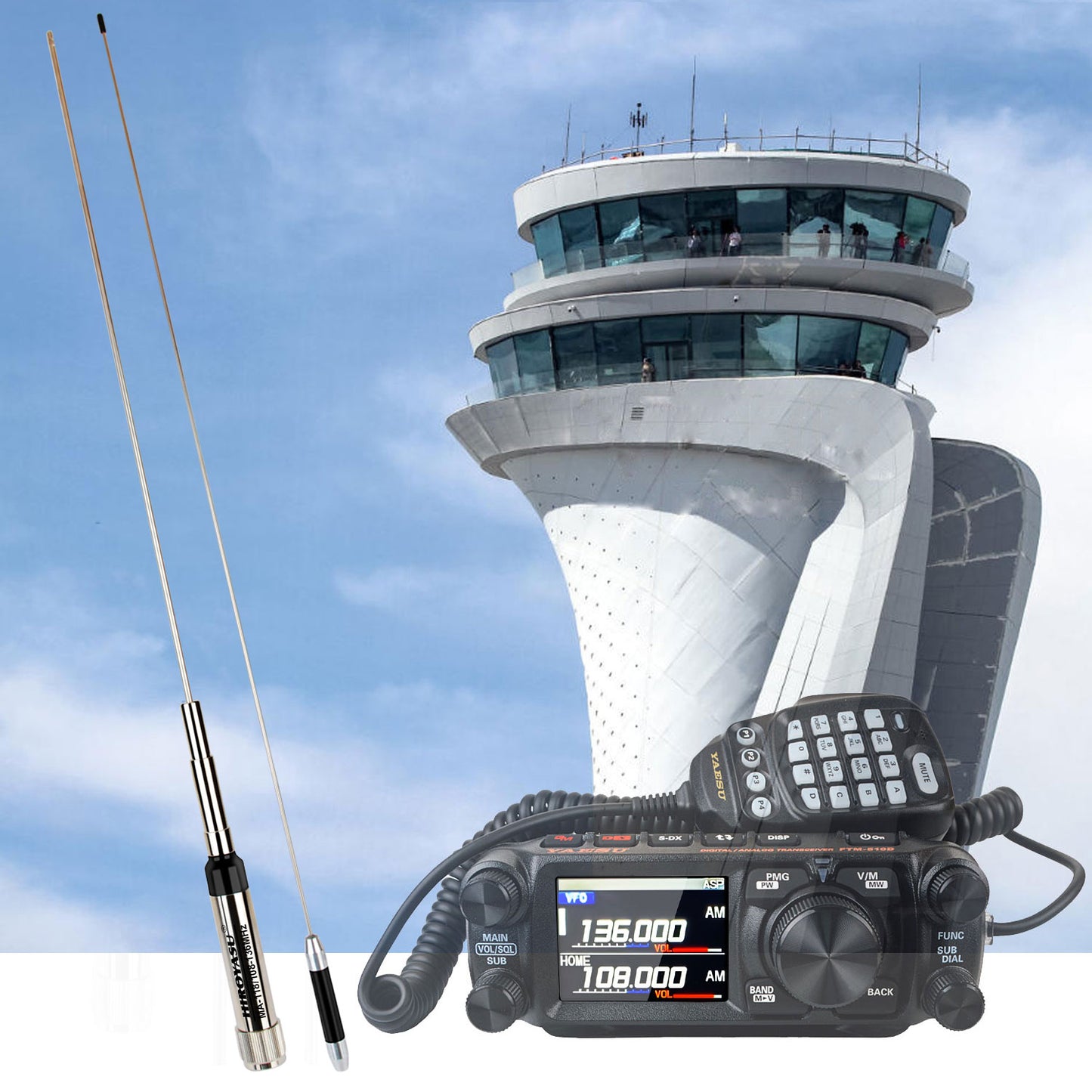 HIROYASU MA-118 Air Band Mobile Antenna 108-136MHz 2.15dB Aviation Frequency Car Walkie Talkie Antenna Two Segments