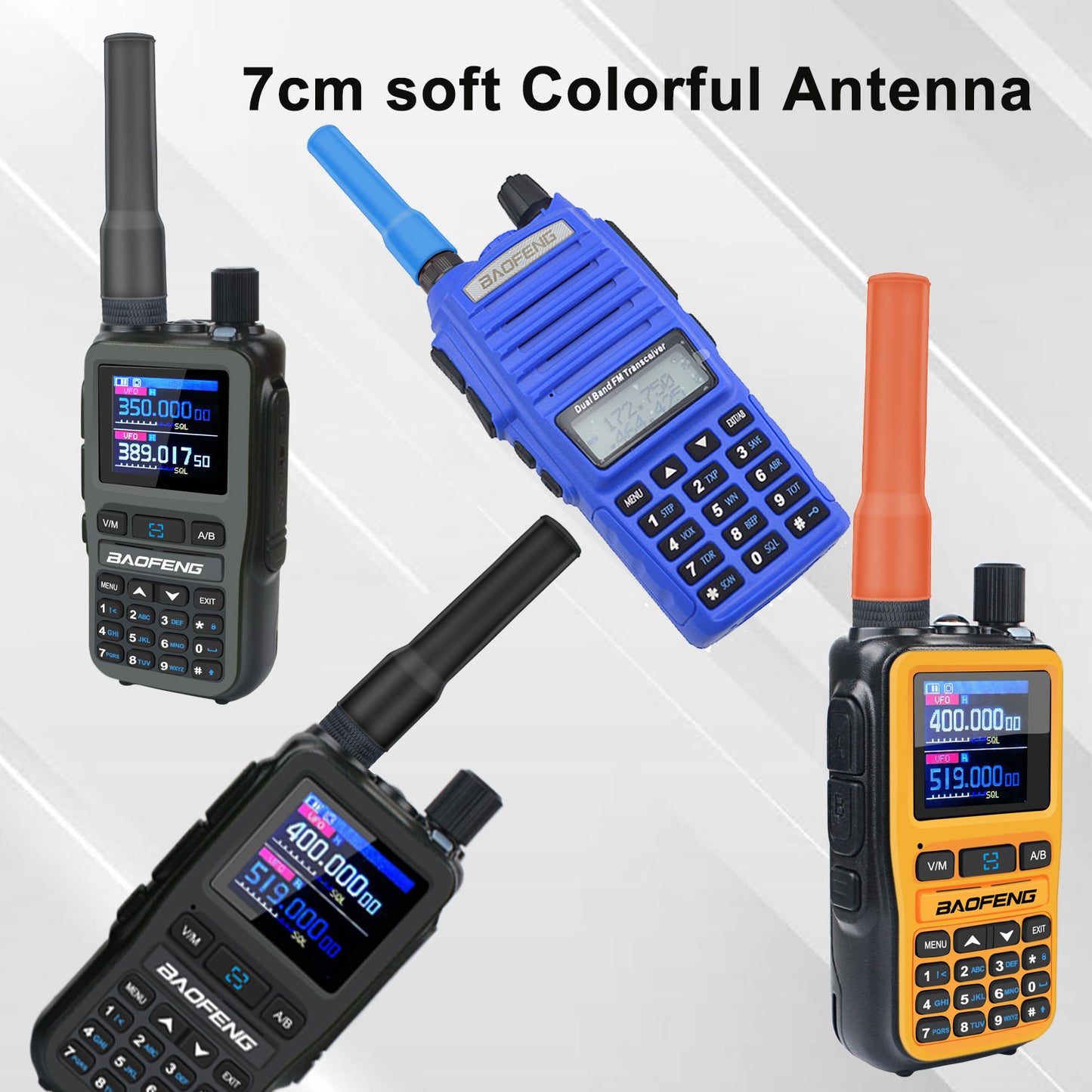 HIROYASU HA20 Mini Soft Silicon Antenna 144/430MHz 2m/70cm Dual Band 2.15dB 7cm Length Flexible Handheld Antenna