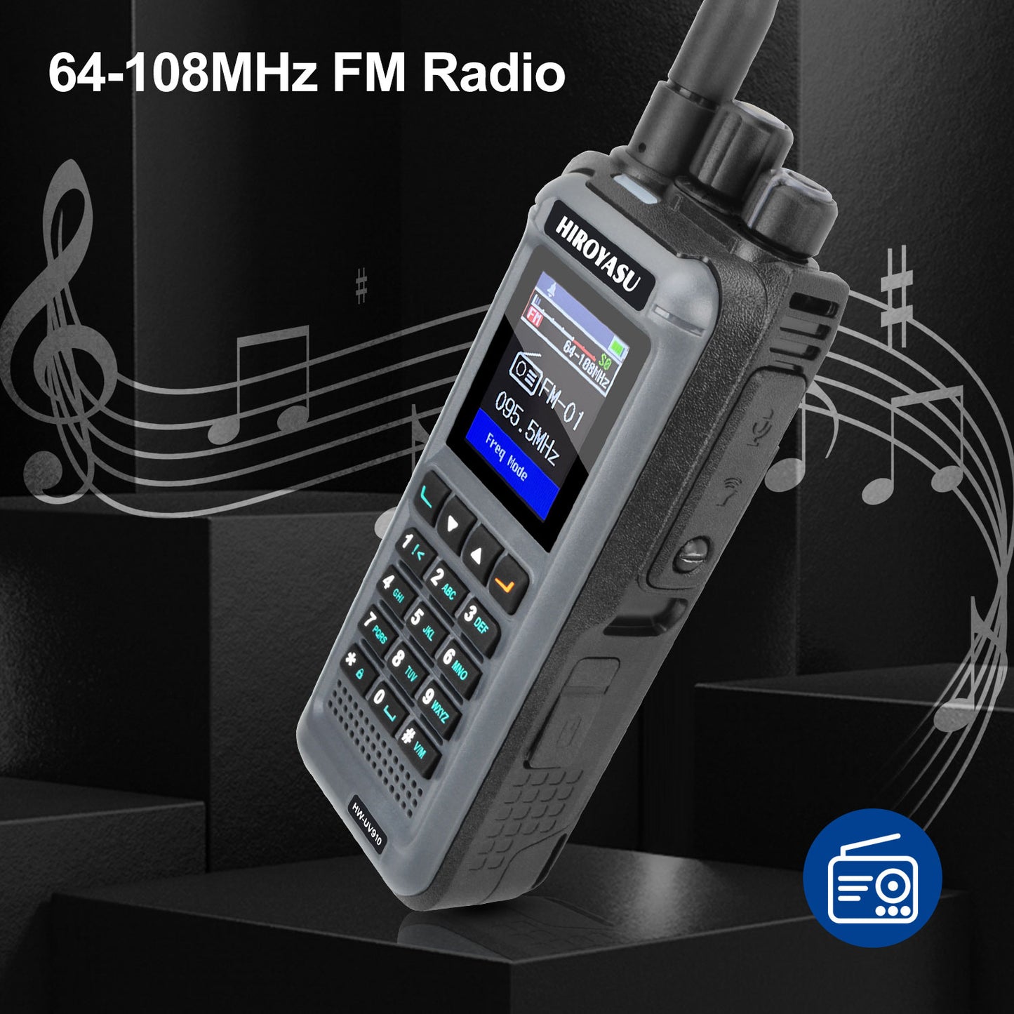 HIROYASU HW-UV910 20W V/UHF 136-174&400-480MHz 2M 70CM Radio Dual Band FM Walkie Talkie 18-999.999750MHz Air Band Rx Scrambler