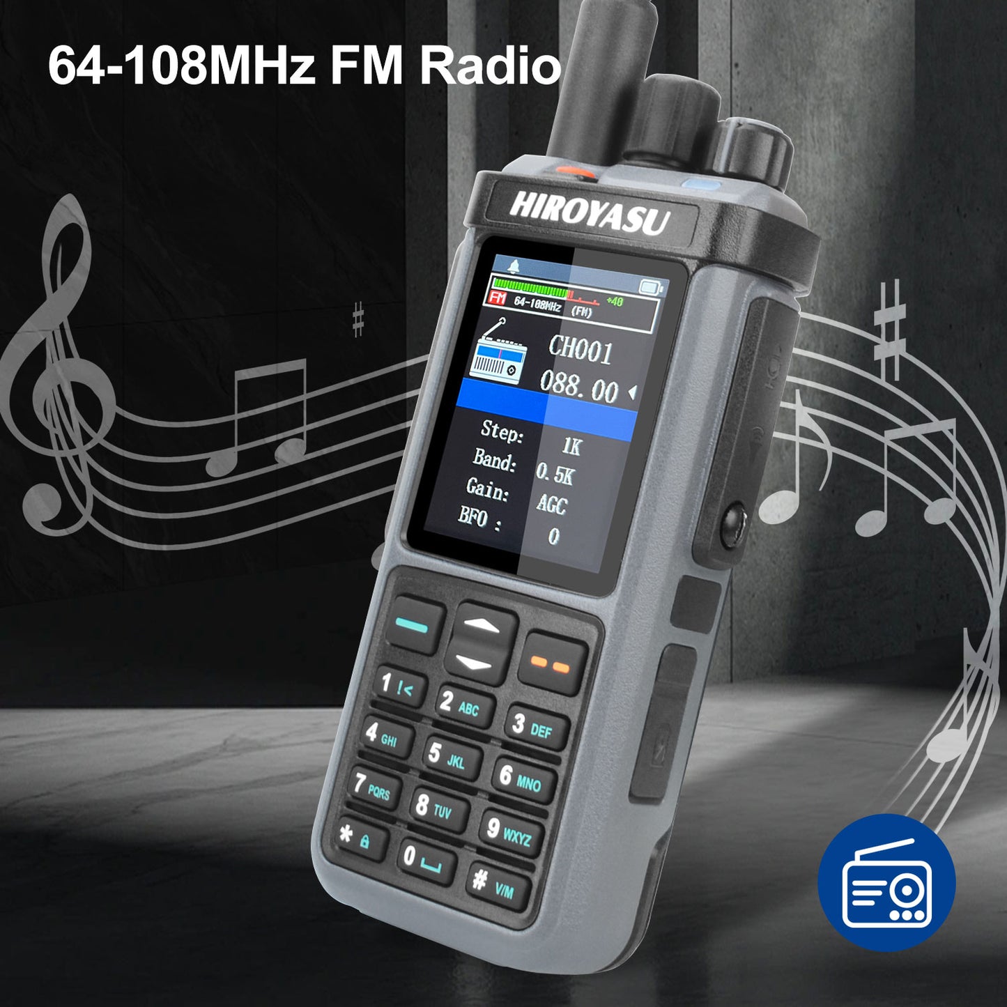 HIROYASU HW-UV938 HF Walkie Talkie SW MW LW 18-620MHz 840-1000MHz Air Band Full Band Cross-Band Repeater Scrambler NoAA AM/FM Rx