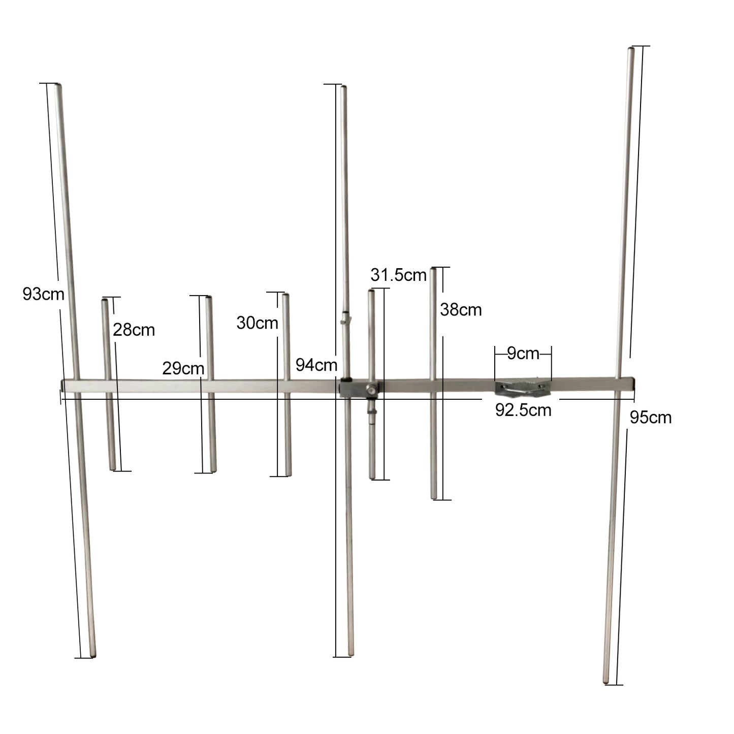 HIROYASU YA04UV Dual Band 144/430MHz GMRS 8-Element Directional High Gain Walkie Talkies Yagi Antenna 9.0dB VHF 11.5dB UHF 100W