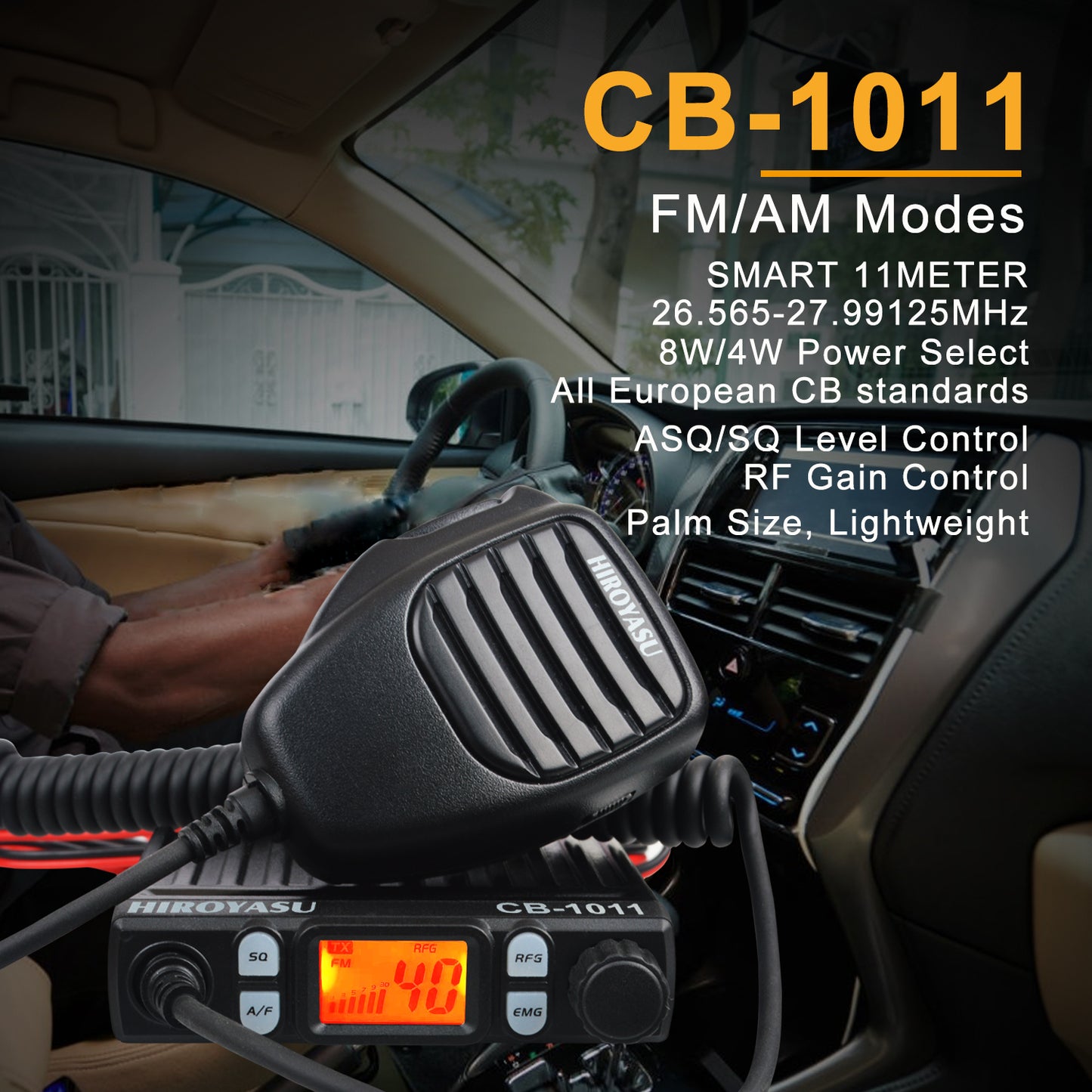 HIROYASU 11 Metroj Radio 27MHz CB-1011 CB Poŝtelefona Transceptor 40Ch FM/AM 8W Kompakta Mini Civitana Bando Walkie Talkie